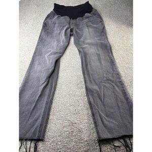 Motherhood Maternity Jeans Small Grey Stretch Denim Full Panel Raw Hem